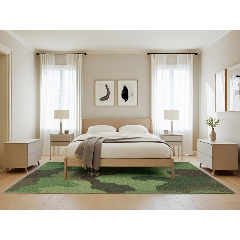 Tapis décoratif vert camouflage, Rectangle 5 pi x 8 pi