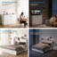 Grand lit escamotable avec station de charge et 2 tiroirs, blanc-813668204