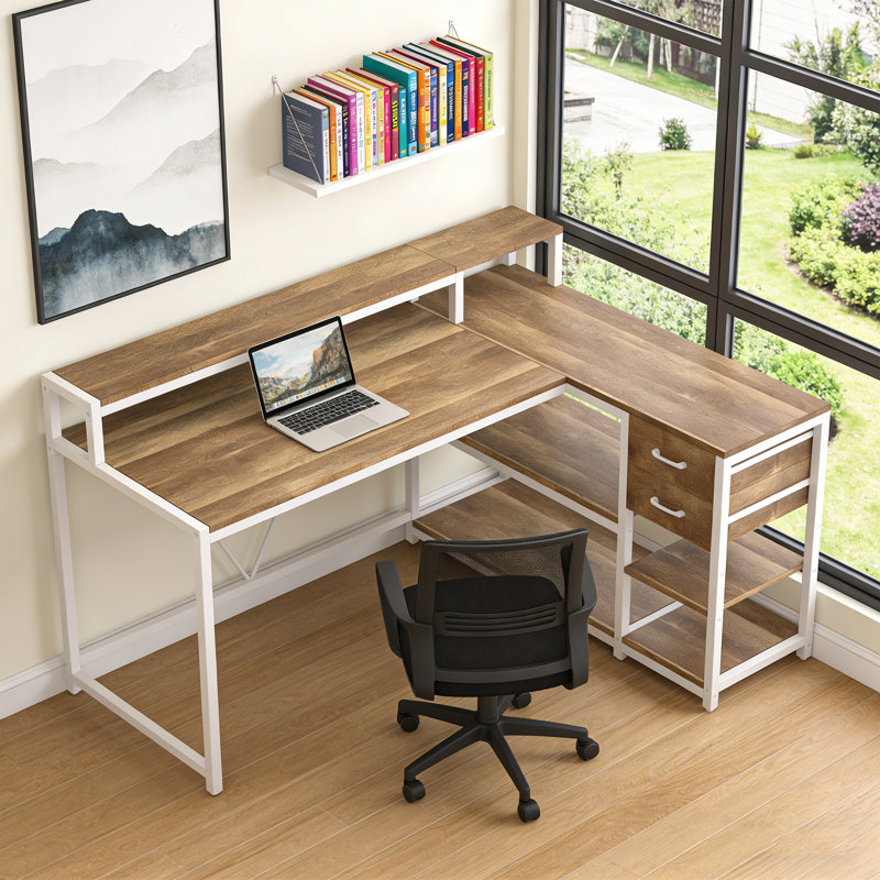 Bureau en L 55 po Farmhouse, Brun