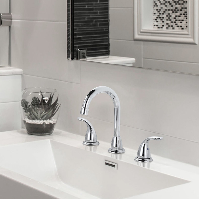 Robinet de salle de bain à poignée double 8 pouces avec ensemble de bonde escamotable, Chrome chrome