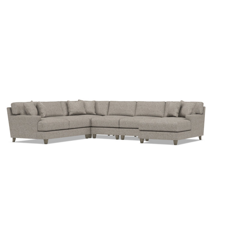 Mila 6-Piece Fabric Sectional, Right Hand Facing, 33.5" H x 137" W x 107" D, Beige Polyester