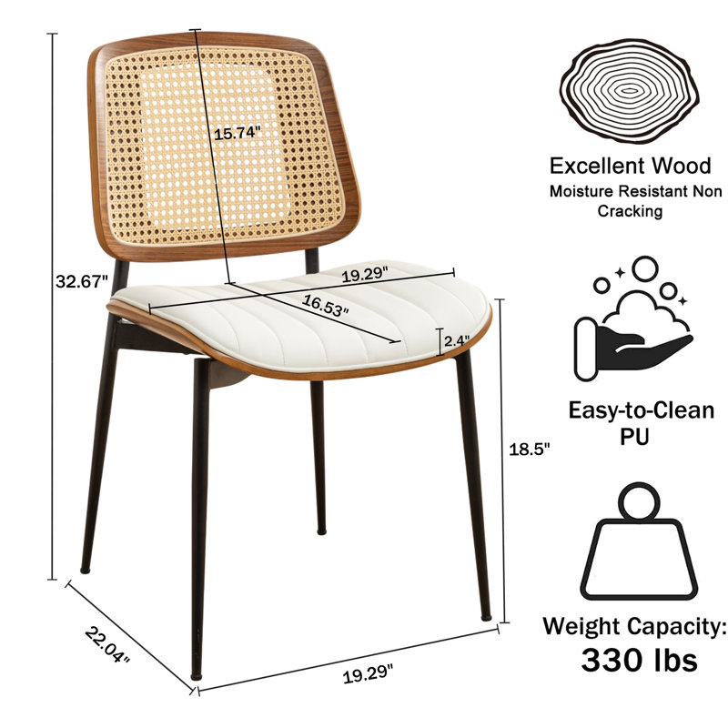 Shrihan Upholstered Rattan Dining Chairs, White