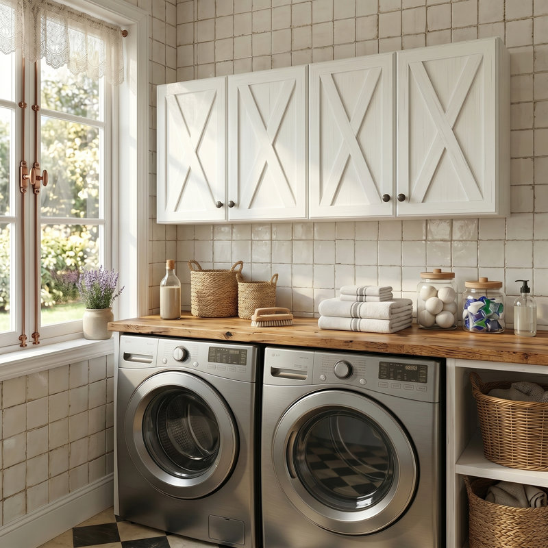 Armoire murale de porte de grange l 59 po x H 24 po, armoire murale pour salle de lavage, cuisine, salle de bain, 2-Pack