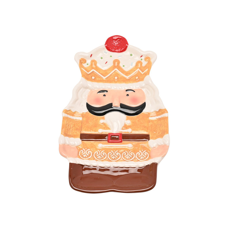 Santa & Friends Ceramic Gingerbread Nutcracker Plate