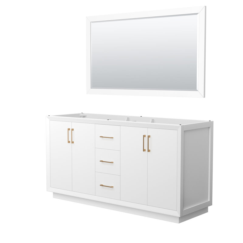 Base de meuble-lavabo double 65,25 po Strada seulement, Blanc / Brun