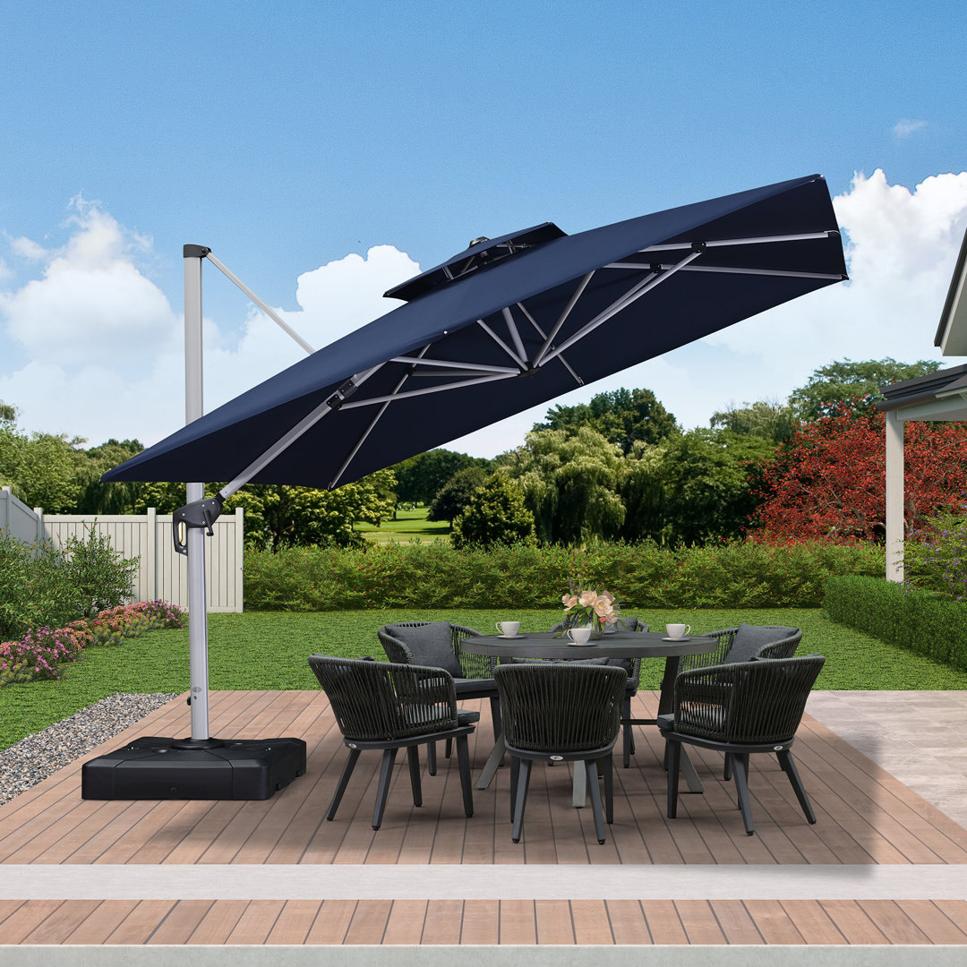 JusthIn 132" Square Cantilever Umbrella With Base Arlmont & Co. Fabric