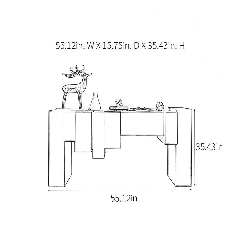 Modern Minimalist Art Design Console Table, 35.43" H x 55.12" W x 15.75" D, Gold/Black