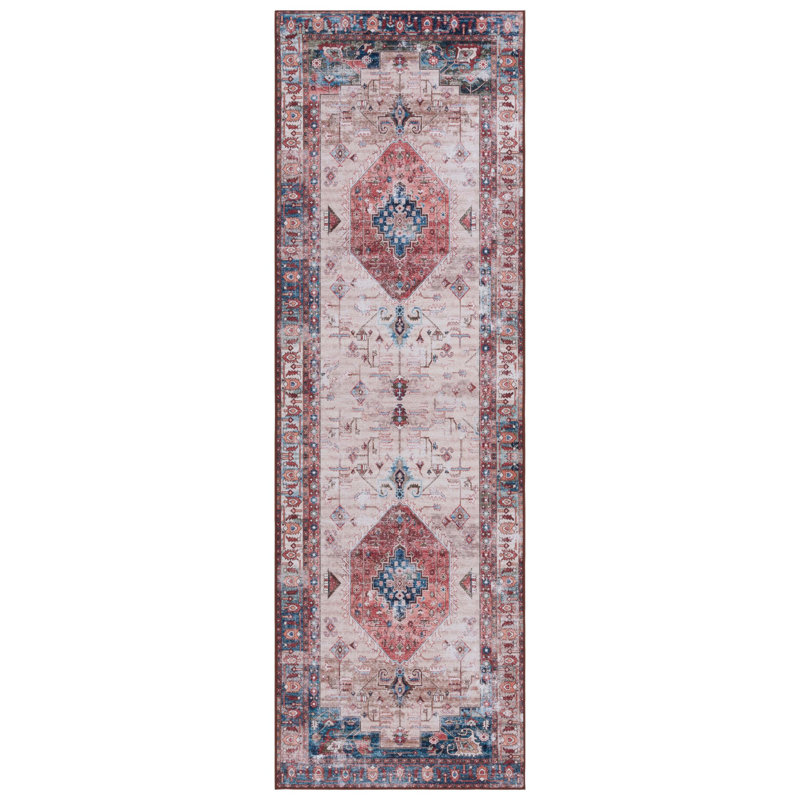 Tapis beige / rouille Danna Performance, Tapis de couloir 2 pi 6 po x 8 pi