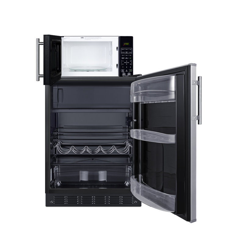 Smart 5 Cu. Ft. Silver Stainless Steel Undercounter Mini Refrigerator-Freezer with Glass Shelves