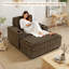 Chaise longue surdimensionnée de 42 po avec repose-pieds brun, fauteuil inclinable en fausse fourrure de lapin avec accoudoirs de rangement, porte-gobelets, canapé-lit convertible-875686201