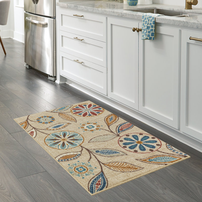 Adderley Floral Beige Area Rug, Rectangle 2'6" x 3'10"