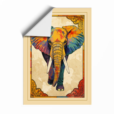 Ornamental Elephant Facing Eclectic - Framed Print