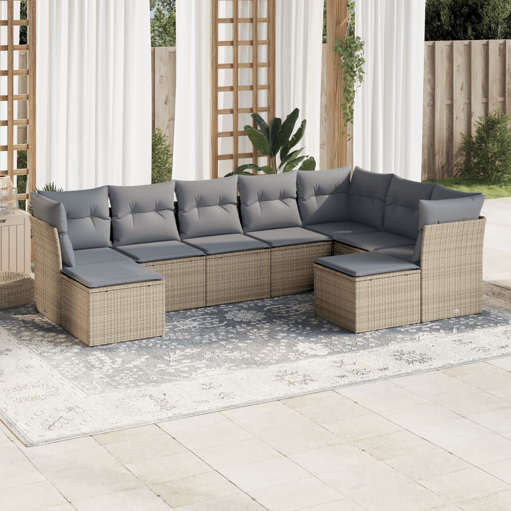 Vidaxl 9-Tlg. Garten-Sofagarnitur aus Polyrattan mit Kissen