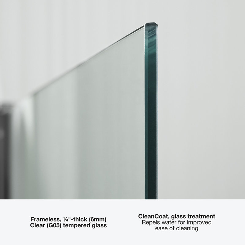 Whiston 36 In. x 74-7/8 In. Pivot Shower Door in Silver Frame Finish with Smooth/Clear Glass Texture