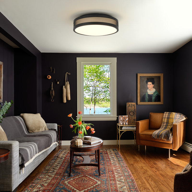 Dimmable Led Glass Flush Mount, Matte Black