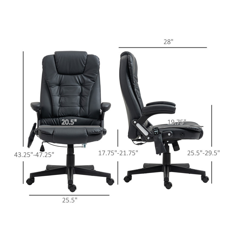 Fauteuil de massage chauffant à haut dossier, fauteuil chauffant, noir