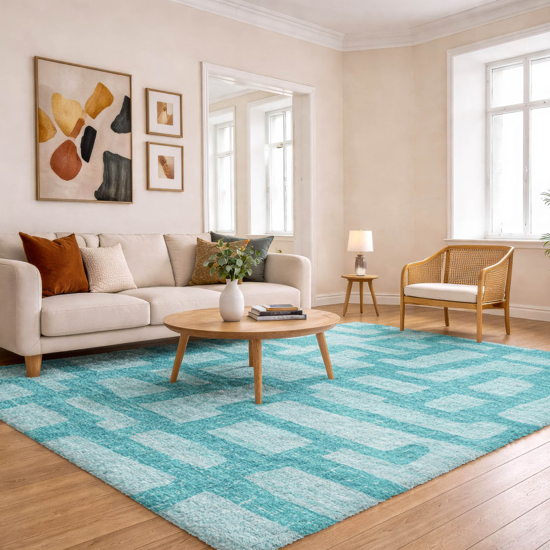Premium Machine Washable Dream Shag ADS110 Contemporary Rug, 9' x 12', Turquoise