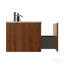 Meuble-lavabo 24 po en noyer rayé avec lavabo à surface solide blanc, meuble-lavabo mural flottant pour salle de bain moderne, pré-assemblé