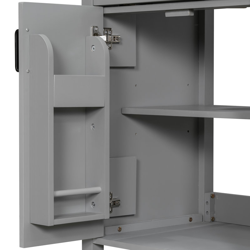 24" Single Bathroom Vanity With Ceramic Top, Gray