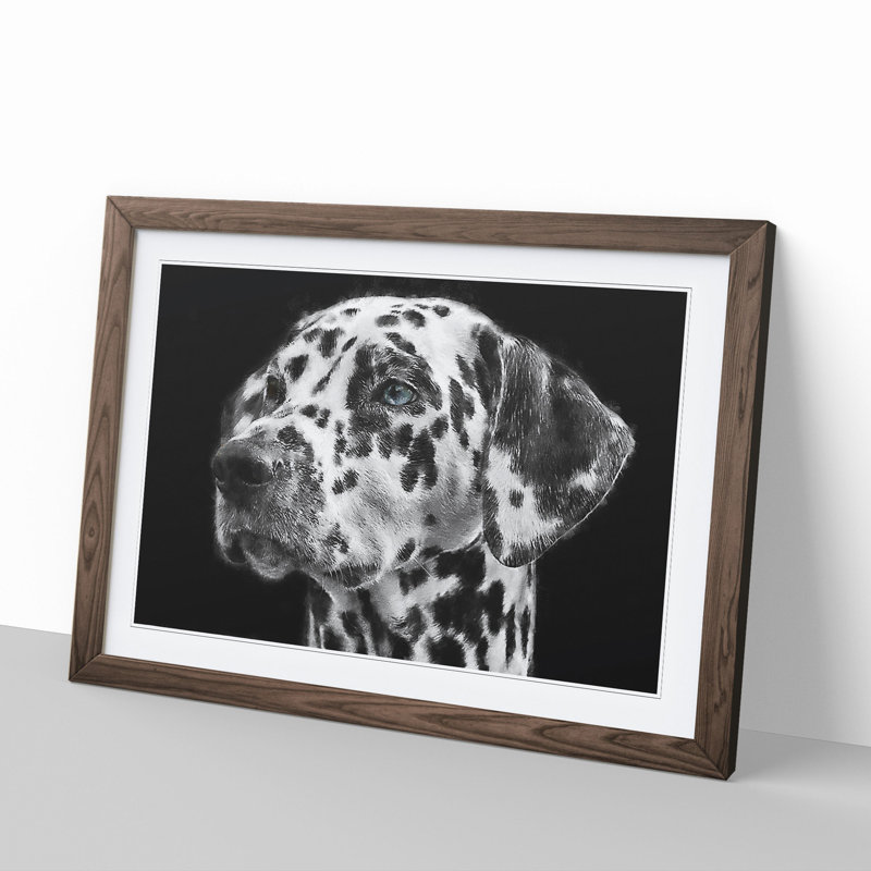 Dalmatian Dog - Picture Frame Painting, Walnut Framed, 27cm H x 36cm W x 2cm D