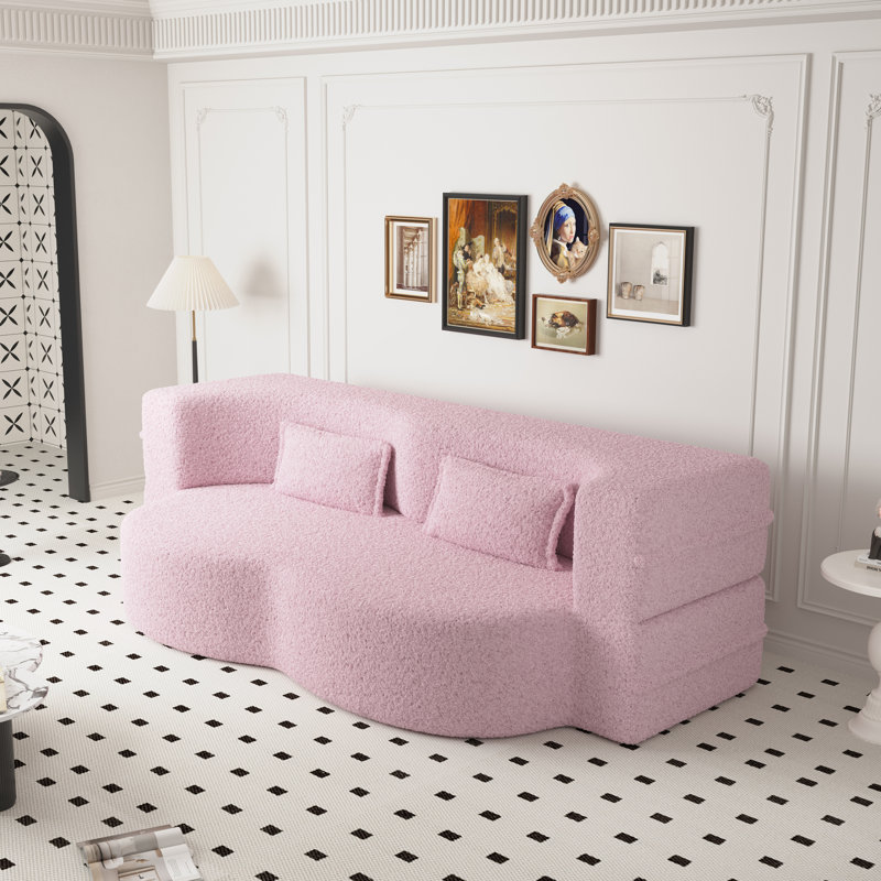 Canapé-lit convertible polyvalent avec coussins moelleux pour un confort ultime, Pink Fabric
