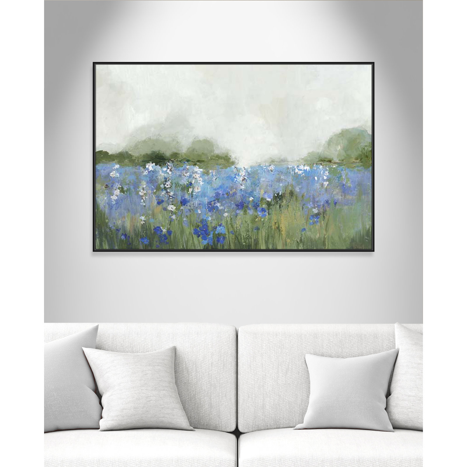 Casa Fine Arts "Meadows Bluebells Field" Print, 41.5" H x 61.5" W x 2" D, Black Framed