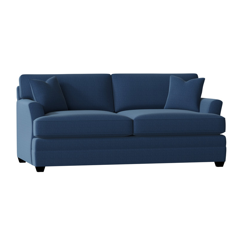 Canapé à accoudoirs évasés de 76 po avec coussins réversibles Harriss, Denim indigo classique