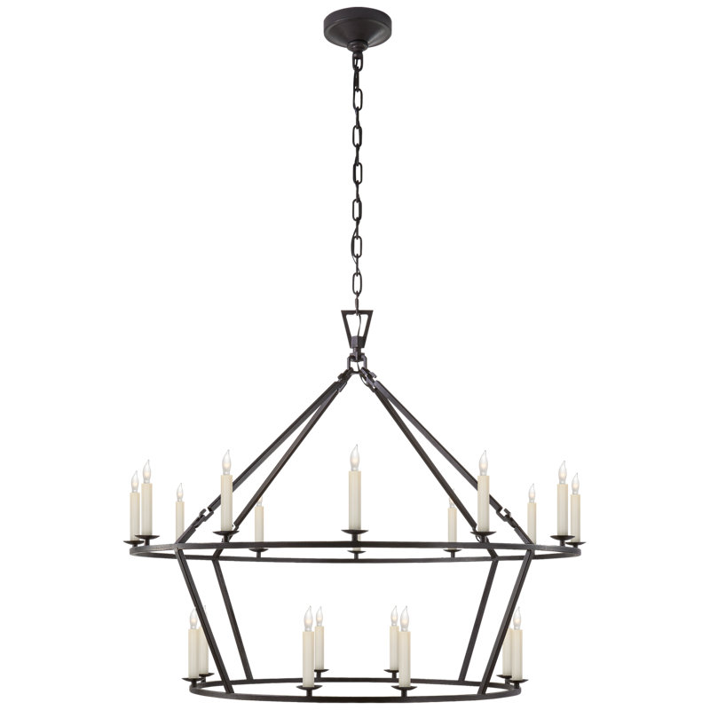Chapman & Myers Darlana Large Two-Tiered Ring Chandelier, Aged Iron