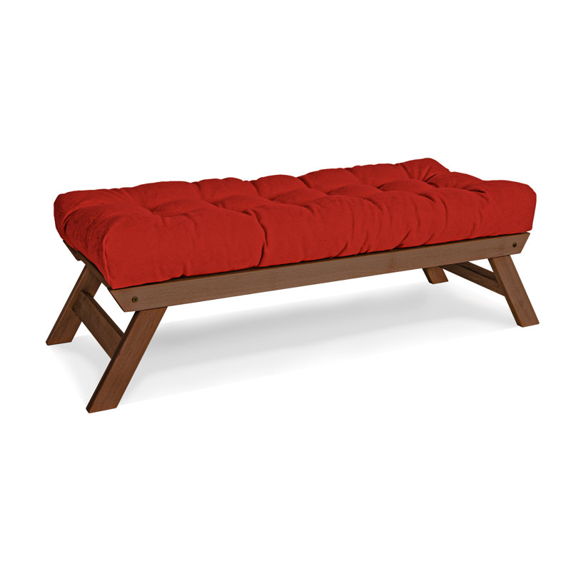 Donner Polyester Upholstered Bench, Red/Brown