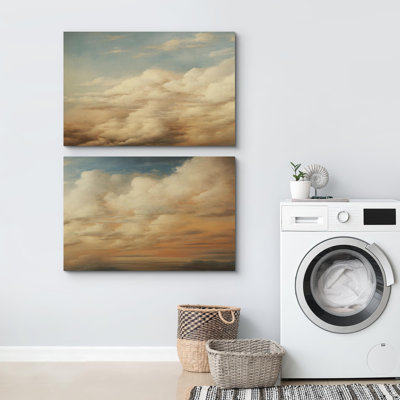 «Clouds« Ethereal Skies Soft Clouds Landscape And Sunset Rustic »2 pièces