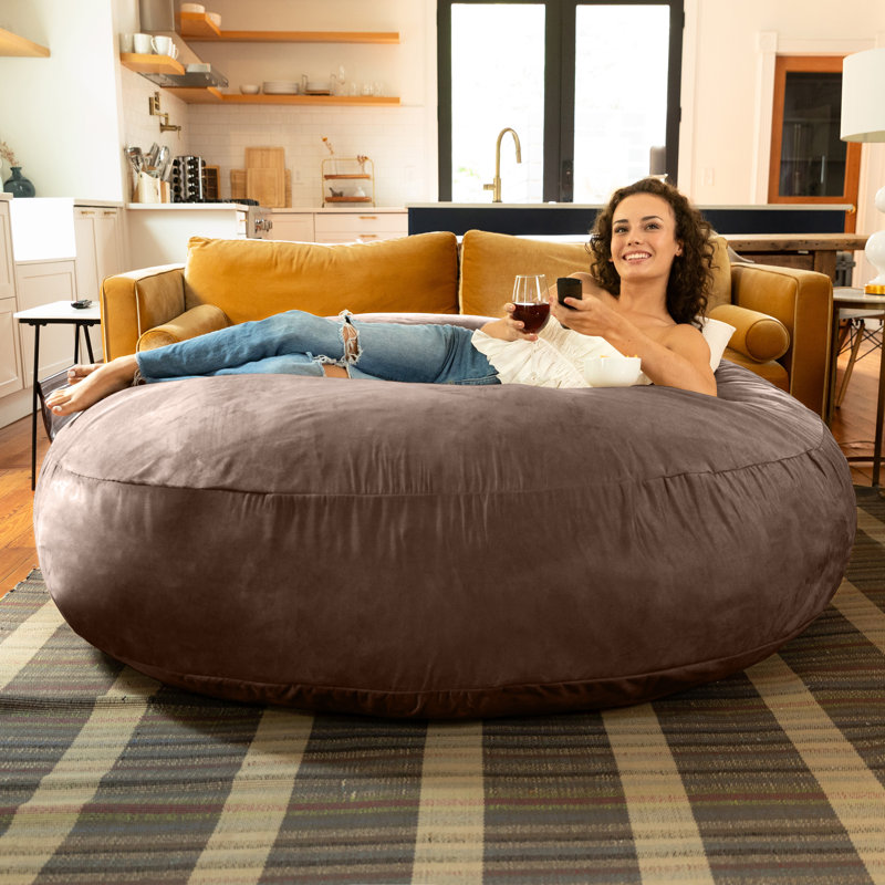 Cocon de 6 pieds Jaxx - lit à billes convertible et grand fauteuil à billes pour adultes , Microsuède chocolat