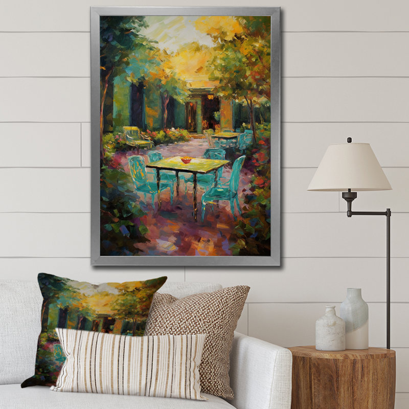 Impression romantique sur toile, "Romantic Picknick In Luscious Italian Garden I", H 32 po x l 16 po x P 1 po