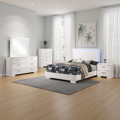 Sok 5 Piece Bedroom Set With LED Lights High Gloss