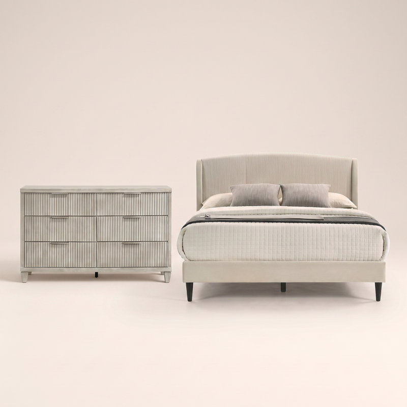 Ensemble de chambre à coucher 2 pièces Jolande, 2 Pcs: Bed, Dresser, Queen