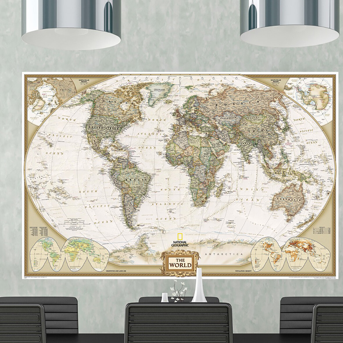 Natural World Physical Map Mural - Pacific Centered - Removable Wallpaper