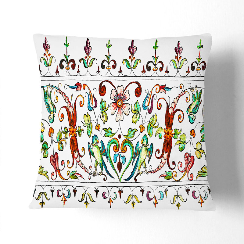 Floral Square Throw Cushion, 40cm H x 40cm W x 15cm D