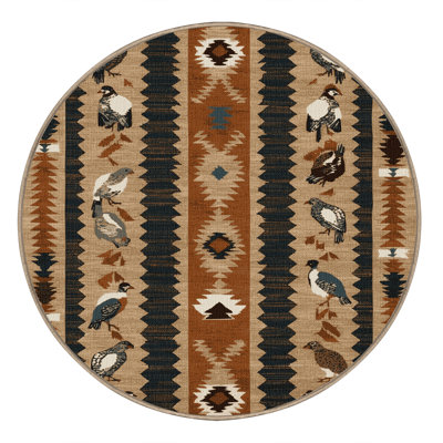 Washable Quail Southwestern Area Rug