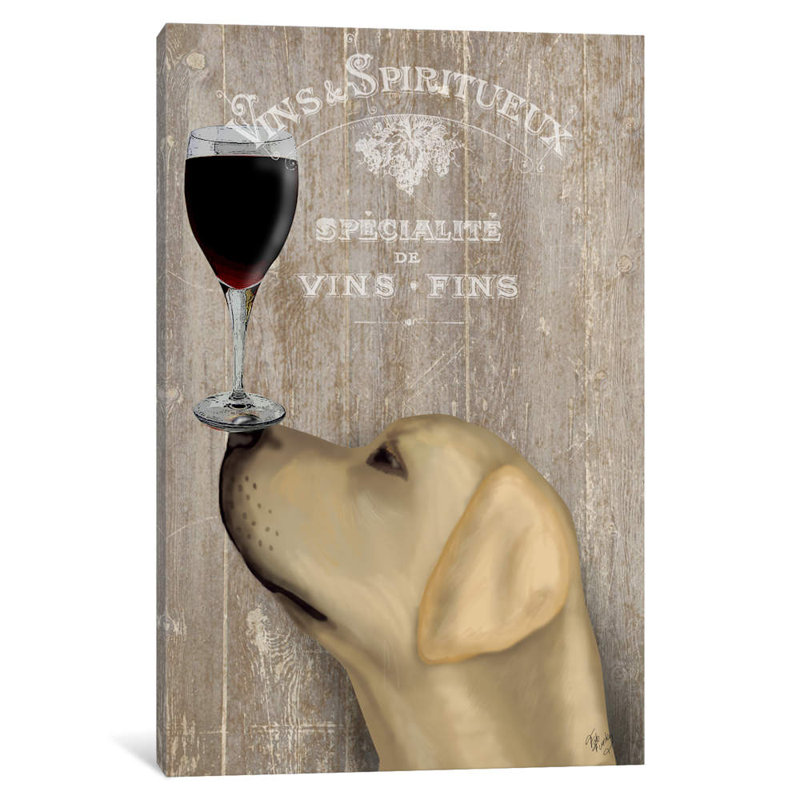 Dog Au Vine Yellow Labrador by Fab Funky - Wrapped Canvas Print, 66.04 cm H x 45.72 cm W x 1.91 cm D