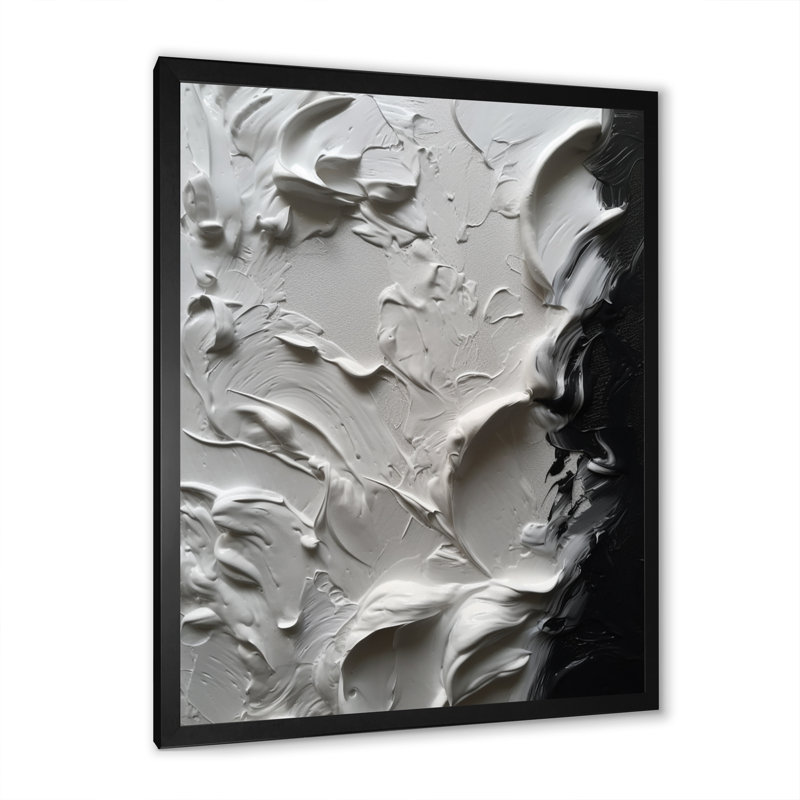 Décoration murale en marbre blanc et noir Tranquility Unleashed III, Cadre photo noir, H 40 po x l 30 po x P 1,5 po