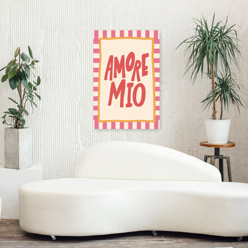Amore Mio Love Bold Retro Romantic Wall Art Print 1 Piece Wrapped Canvas Wall Art, 91.44cm H x 60.96cm W