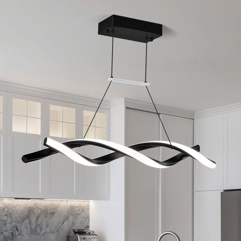 Modern Wave Shape Chandelier Height Adjustable Pendant Light LED Pendant Lighting for Living Room Kitchen Island Bedroom