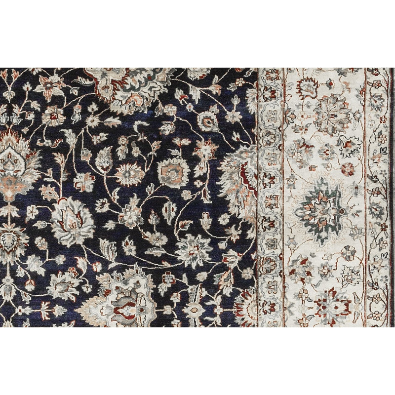Tapis carré noir de haute qualité noué à la main