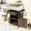 Chariot de barbecue extérieur avec plateau en acier inoxydable, abattant, armoire de rangement et roues verrouillables-126059430
