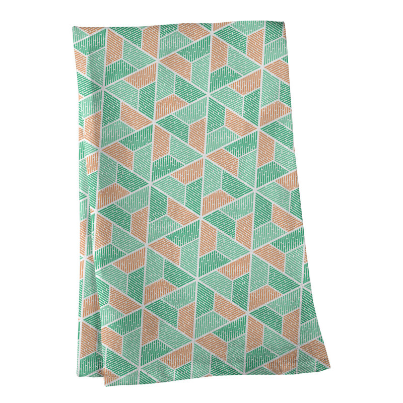 Mcguinness Tea Towel Kitchen Towel, Poly Twill, Green/Orange