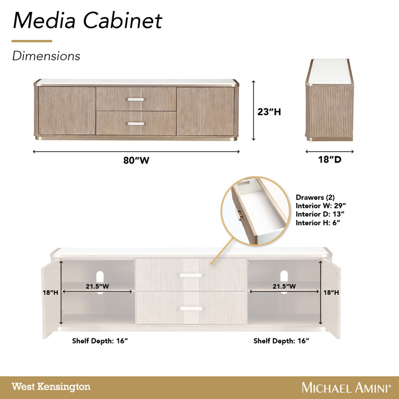 West Kensington Media Cabinet, Medium Yellow Wood