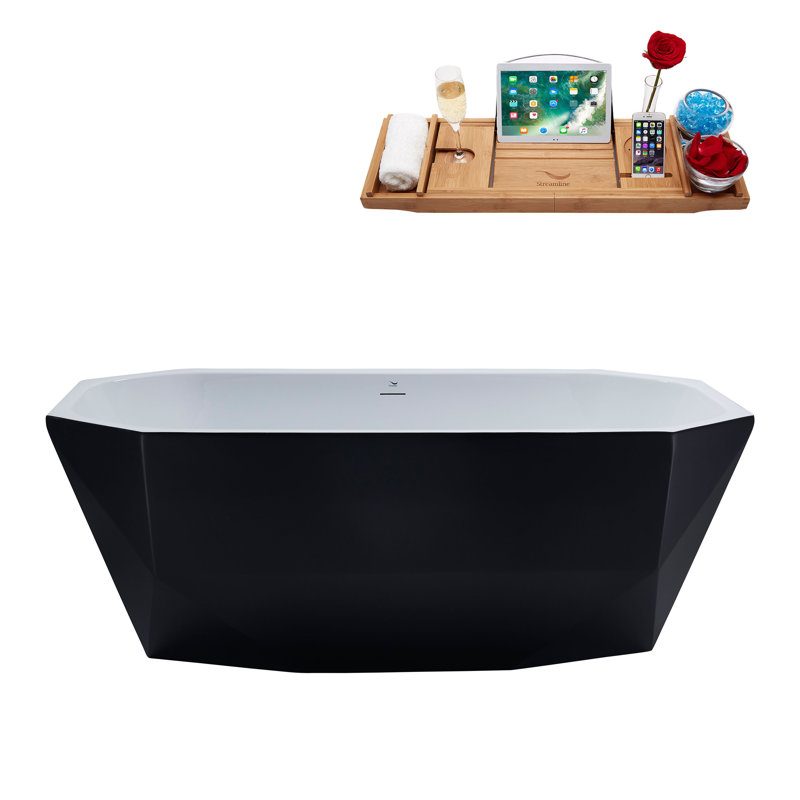 63'' x 28.7'' Soaking Acrylic Bathtub, Polished Chrome