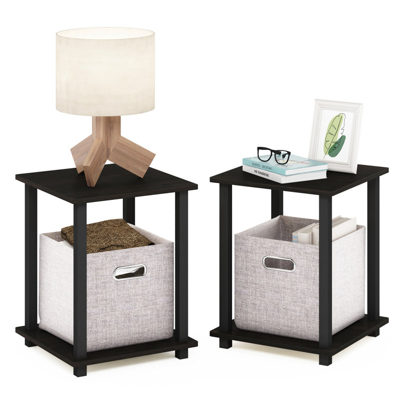 Bertrum 15.6'' W Particle Board / Chipboard Nightstand, Espresso/Black