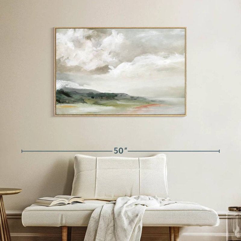 Chianna terre et nuages, Cadre flottant en bois naturel, 40 po x 27 po