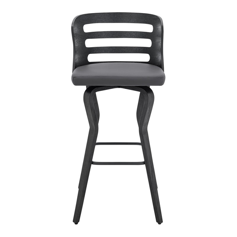 Tabouret de bar pivotant en similicuir et bois noir de 30 po