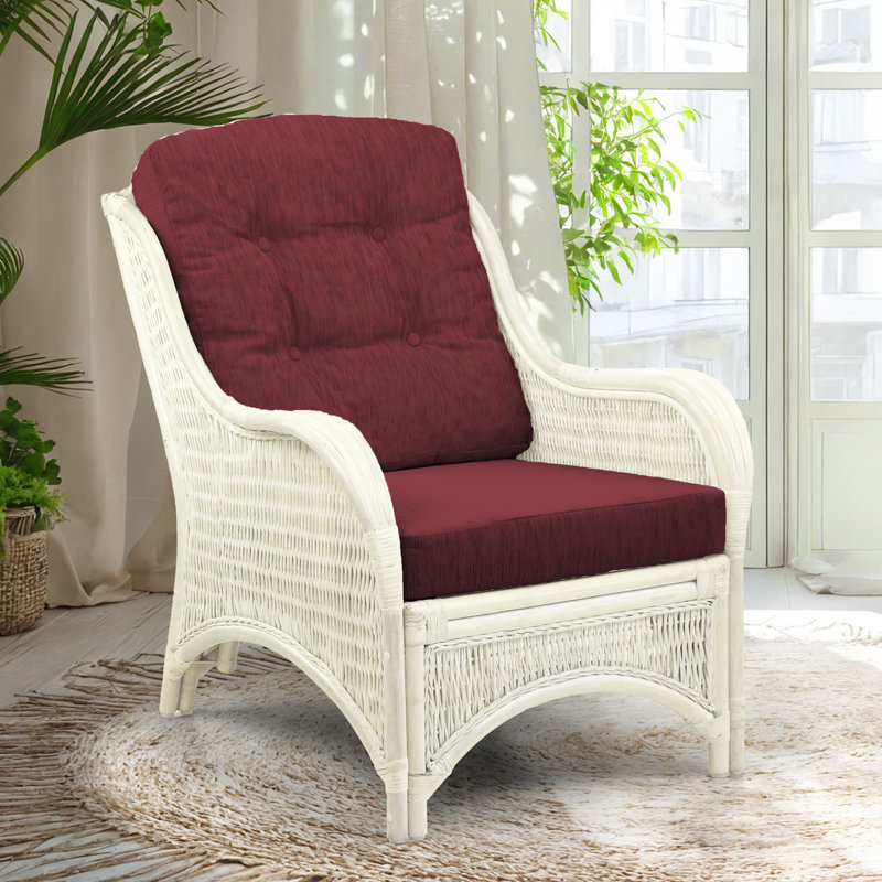 Boba Upholstered Armchair, White, Dark Brown Polypropylene/Olefin